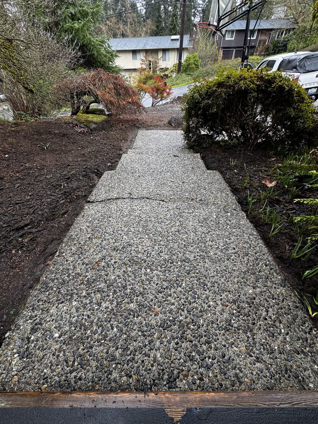 Exposed aggregate walkway after professional cleaning